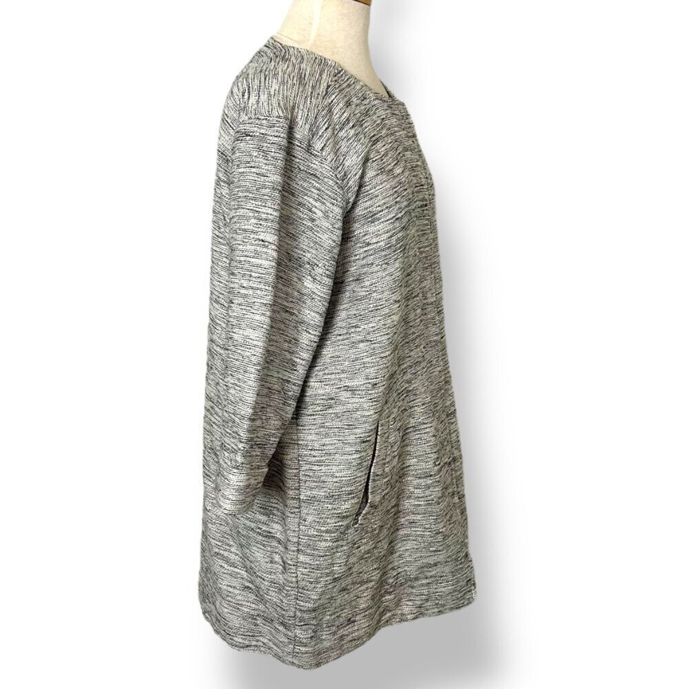 Eileen Fisher Longline Blazer Jacket Snap Button Pockets Textured Tweed Sz PL - Picture 5 of 10